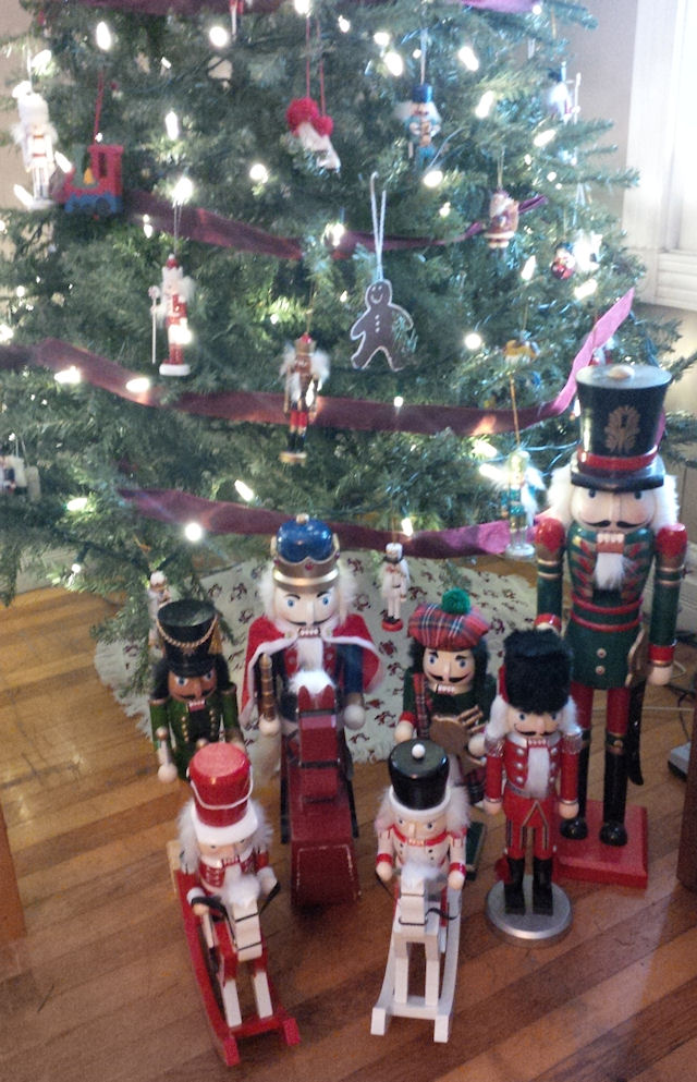 nutcrackers in front of tree (2013)